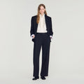 Mixed-material satin trousers