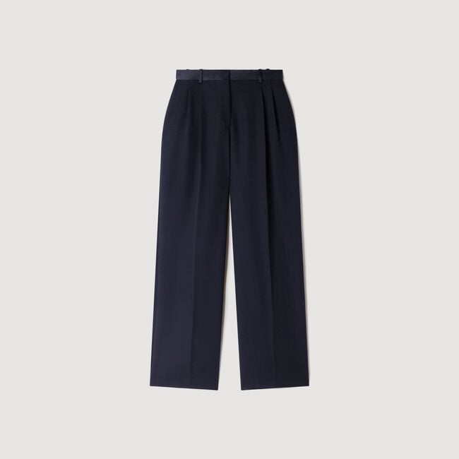 Mixed-material satin trousers