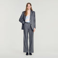 Rhinestone check wool trousers