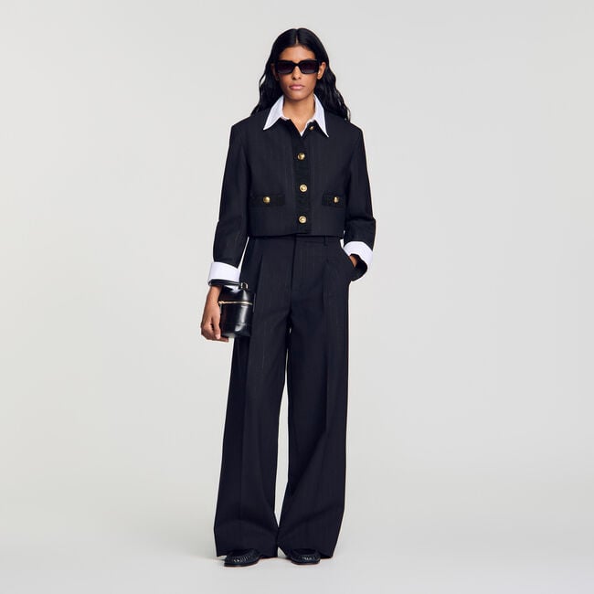 Striped wide-leg trousers
