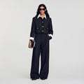 Striped wide-leg trousers