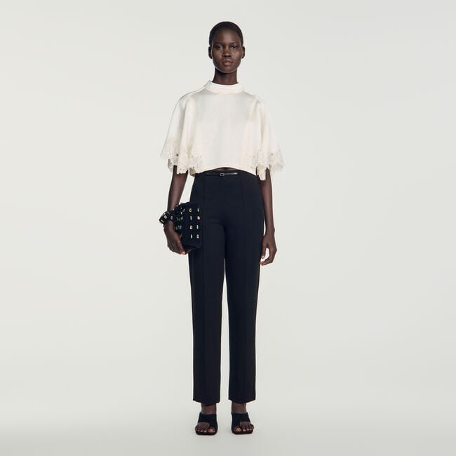 Stretch straight-leg trousers