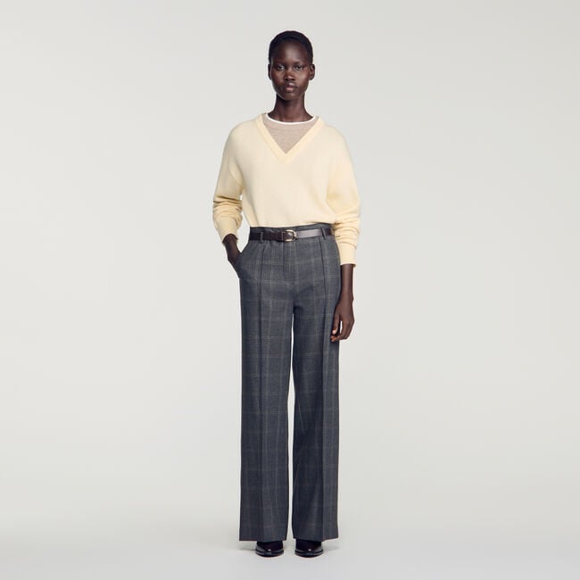 Checked straight-leg trousers