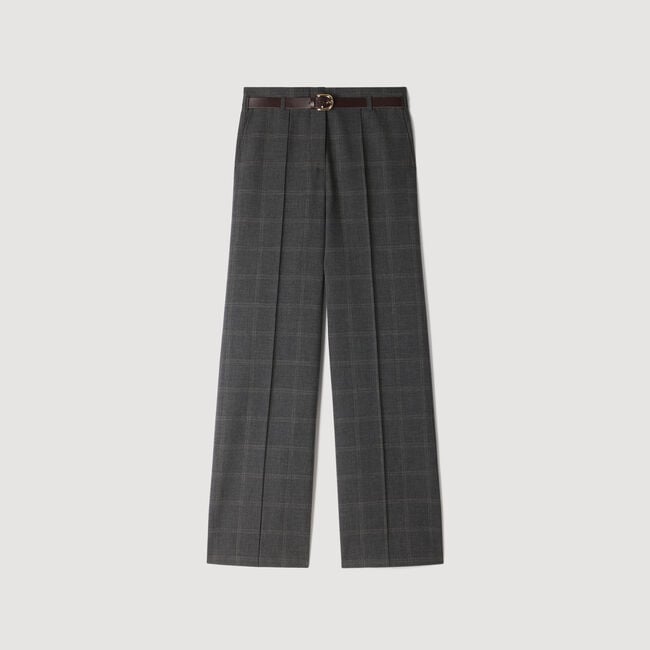 Checked straight-leg trousers