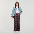Floral-print flowy trousers