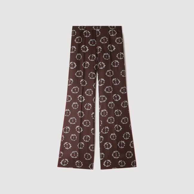 Floral-print flowy trousers