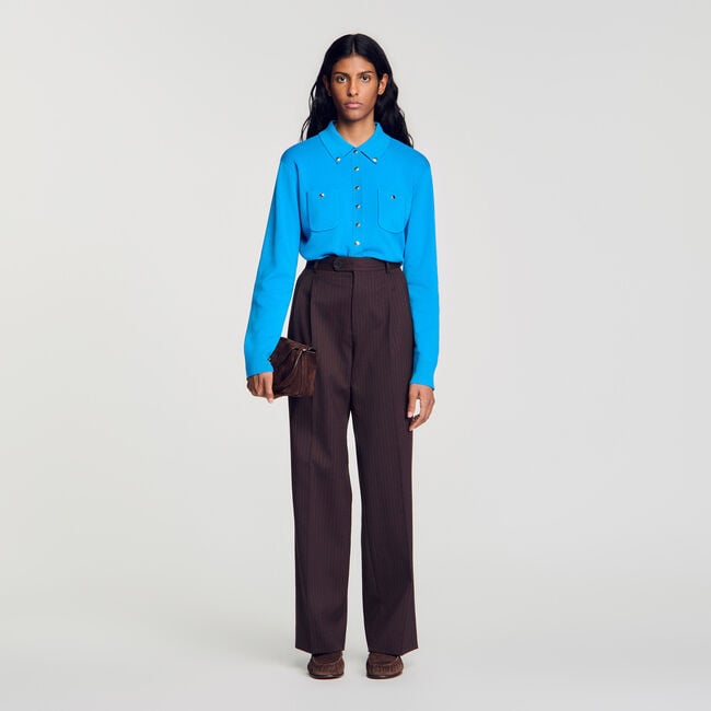 Striped straight-leg trousers