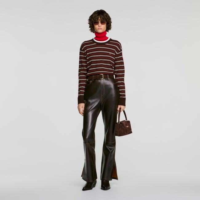 Distressed leather trousers