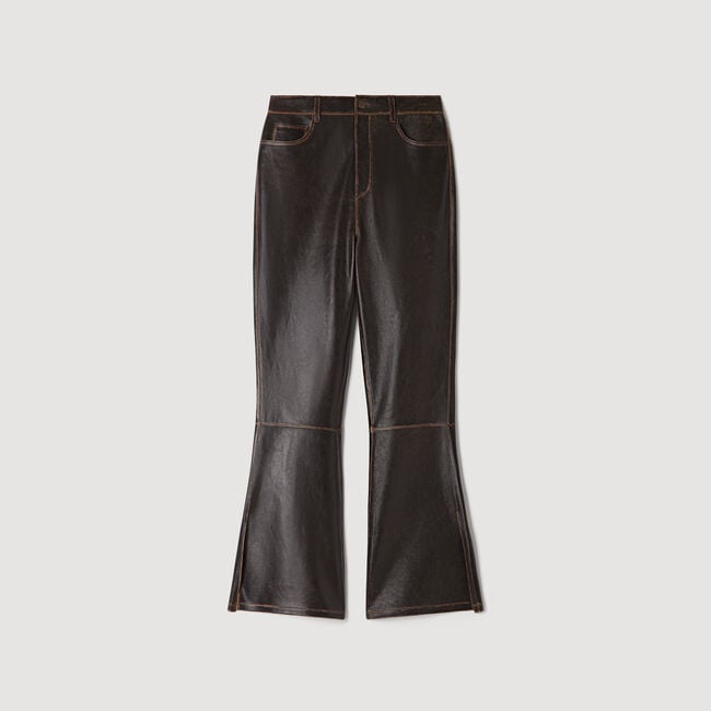 Distressed leather trousers