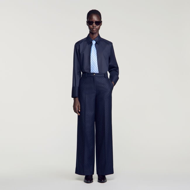 Rhinestone straight-leg trousers