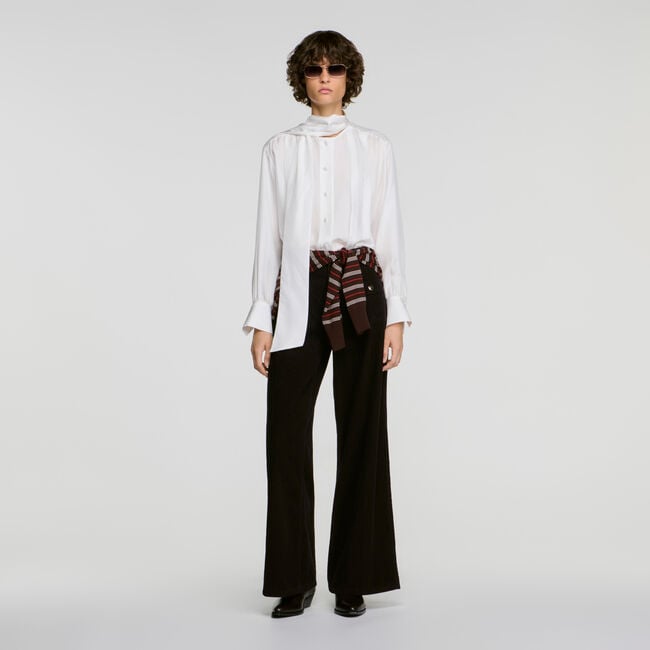 Velvet straight-leg trousers