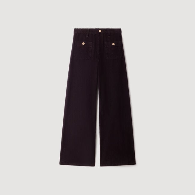 Velvet straight-leg trousers
