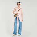 Embroidered short wool cashmere vest