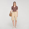 Striped V-neck polo sweater