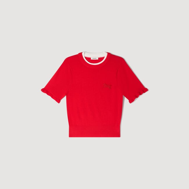 Contrast collar wool sweater