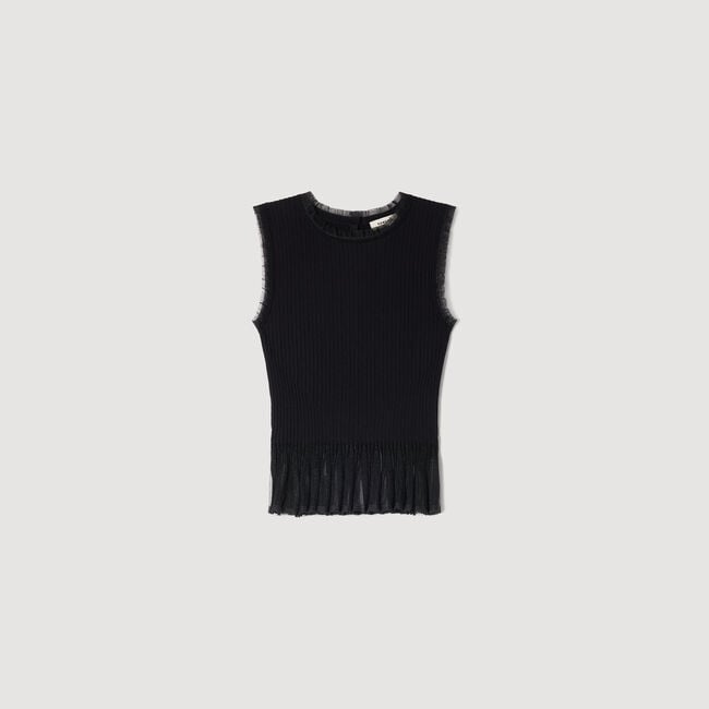 Ruffled ottoman knit top