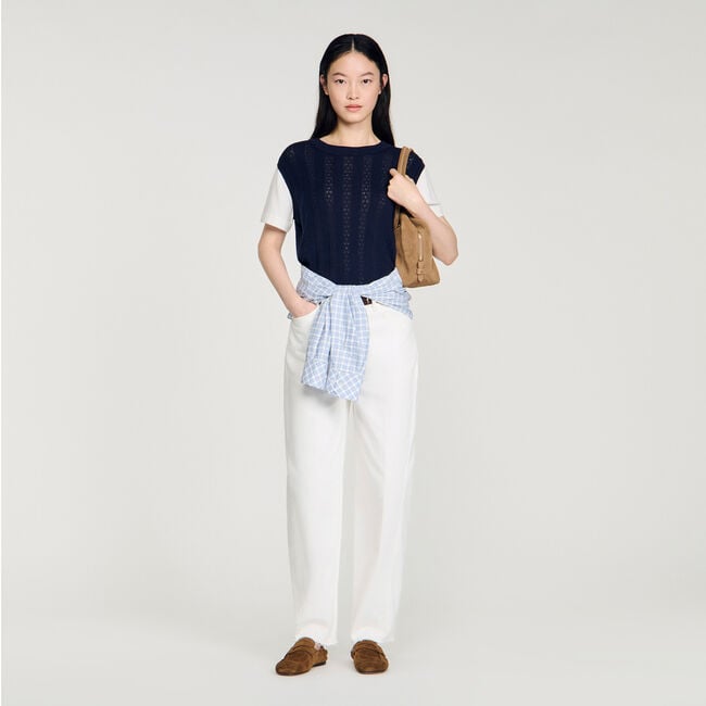 Pointelle knit sweater