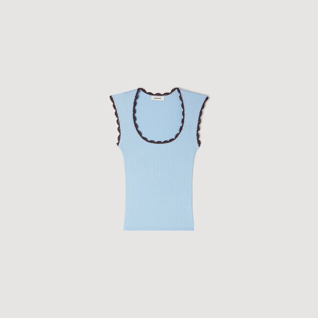 Crochet detail knit top