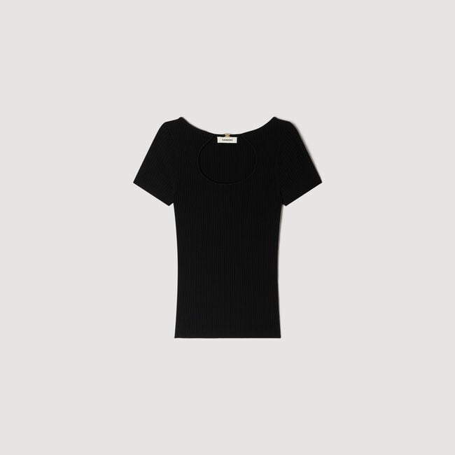 Openwork collar knit top