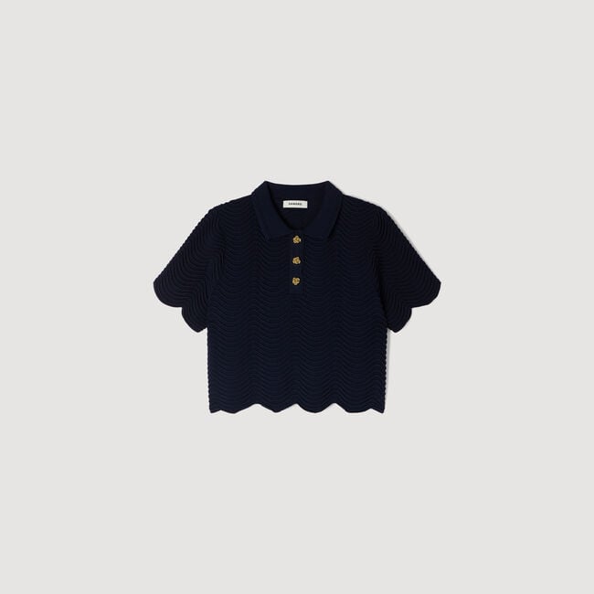 Decorative knit polo-neck sweater