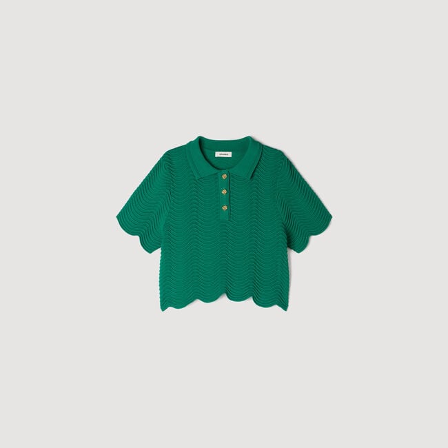 Decorative knit polo-neck sweater
