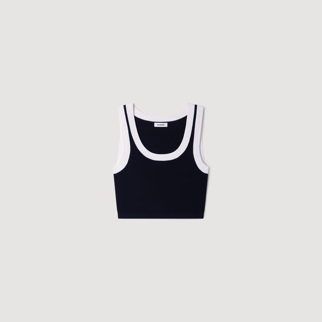 Two-tone cropped knit top