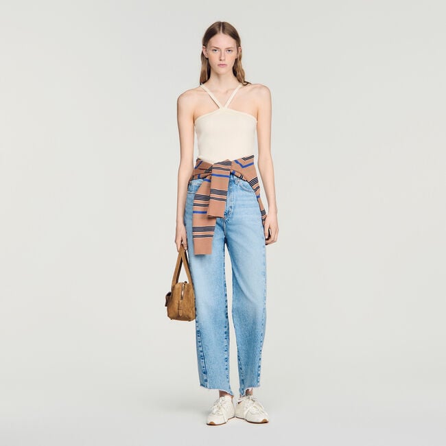 Short ribbed knit top