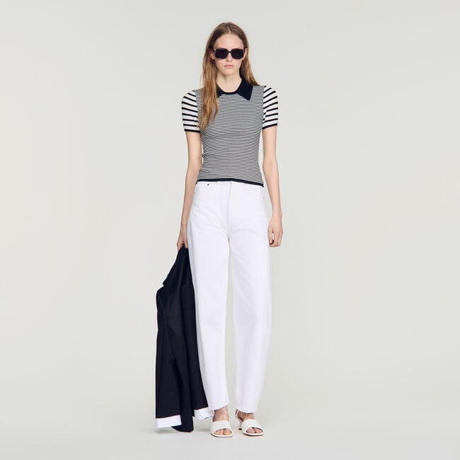 Striped polo-style sweater