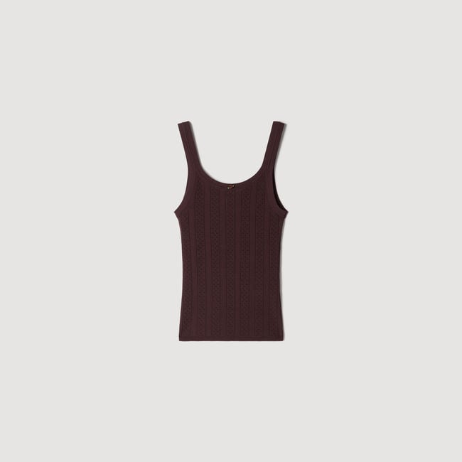 Pointelle knit top with bow