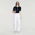 Ribbed button placket knit top