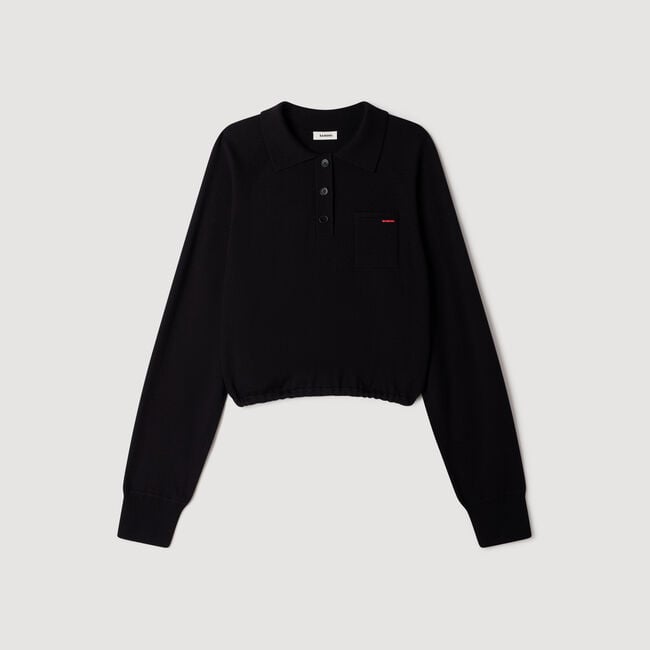 Wool polo shirt with logo