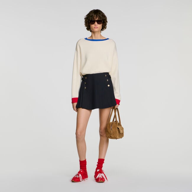 Contrast round-neck wool sweater