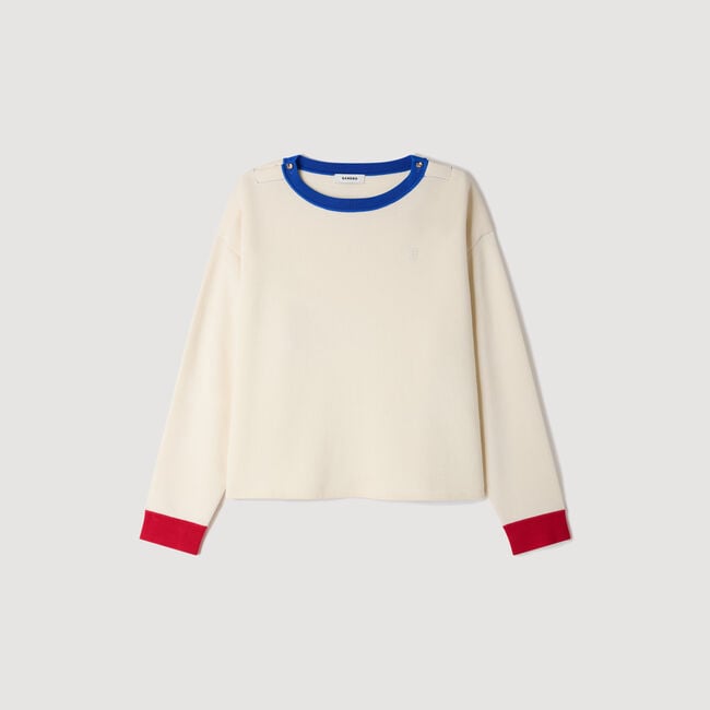 Contrast round-neck wool sweater