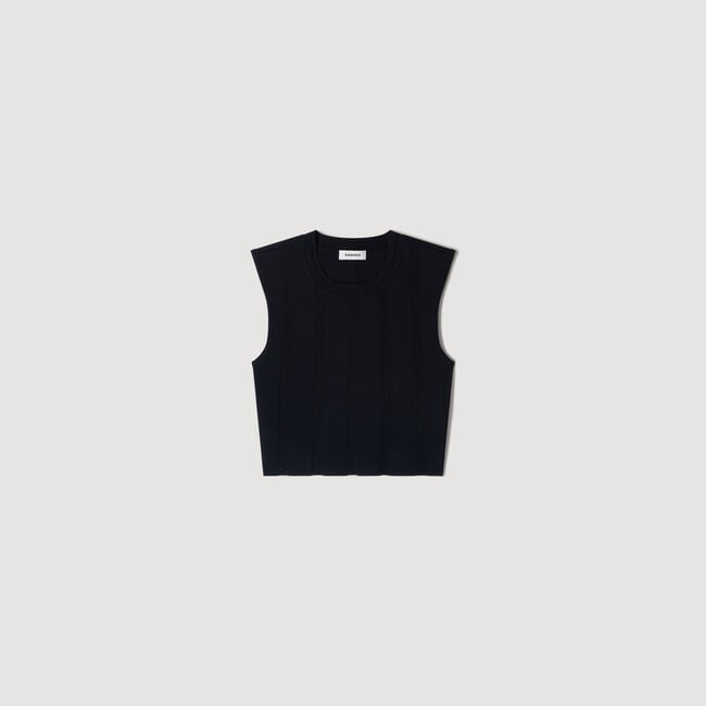 Cropped ribbed knit top