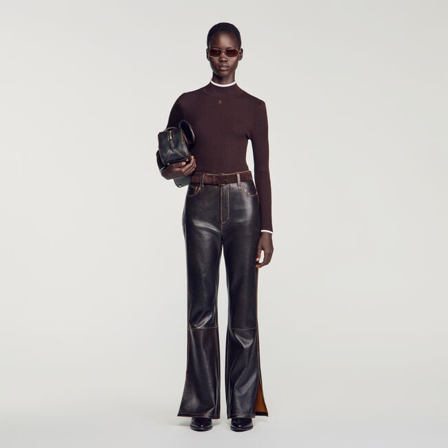 Ribbed mock neck sweater