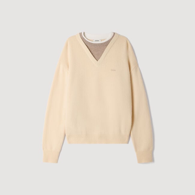2-in-1 wool and cashmere sweater