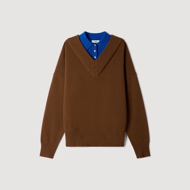 2-in-1 wool and cashmere sweater