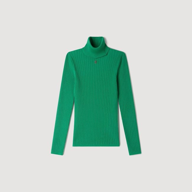 Roll-neck cable knit jumper