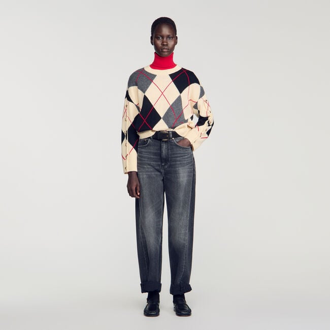 Argyle sweater with buttons