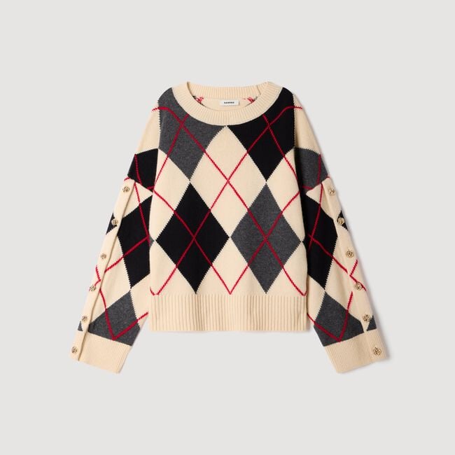 Argyle sweater with buttons