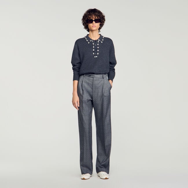 Jewelry polo-neck sweater
