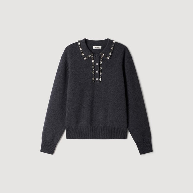 Jewelry polo-neck sweater