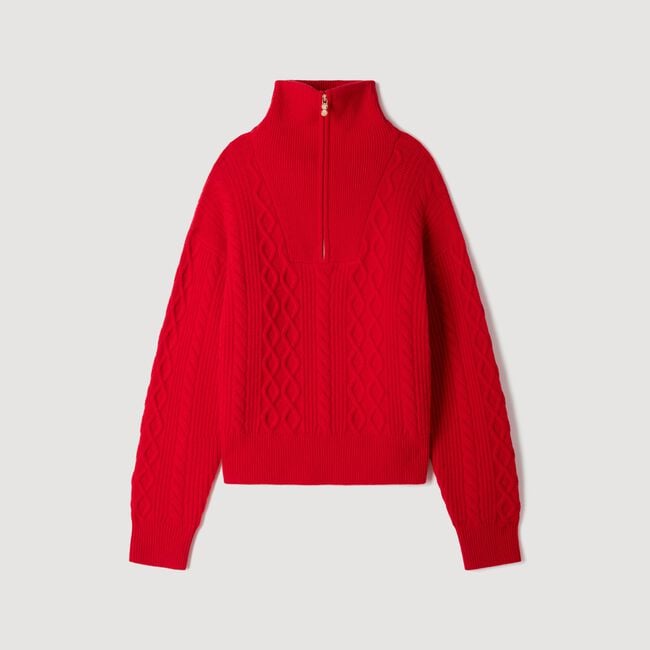 Zip-neck knit sweater