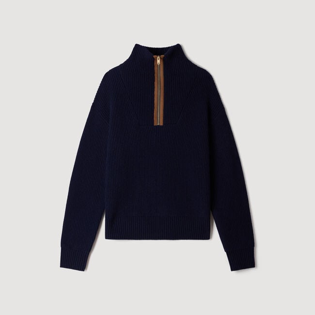 Wool and cashmere half-zip jumper