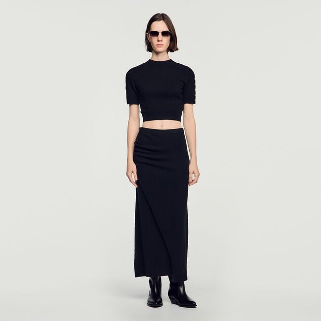 Cropped wool and cashmere jumper