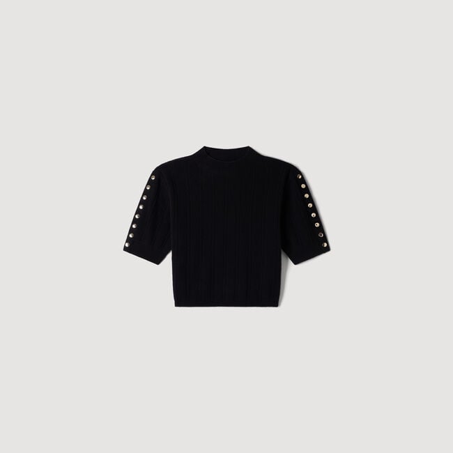 Cropped wool and cashmere jumper
