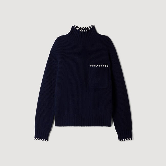 Wool sweater with braided details