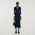 Two-tone knit midi dress