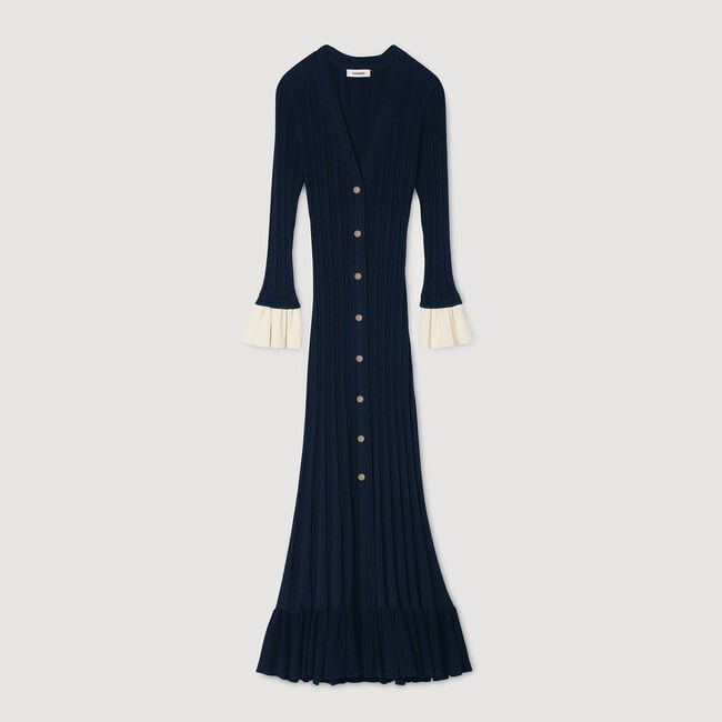 Two-tone knit midi dress