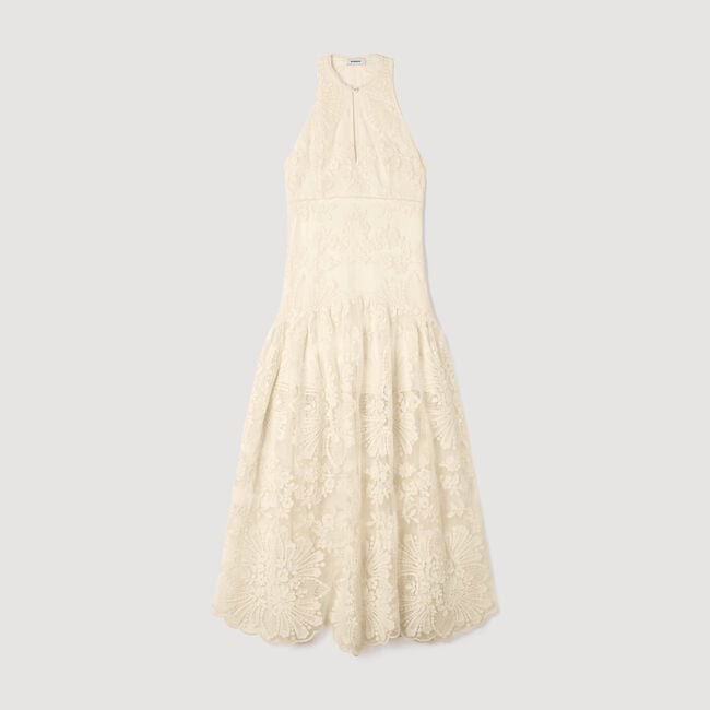 Floral cotton guipure maxi dress